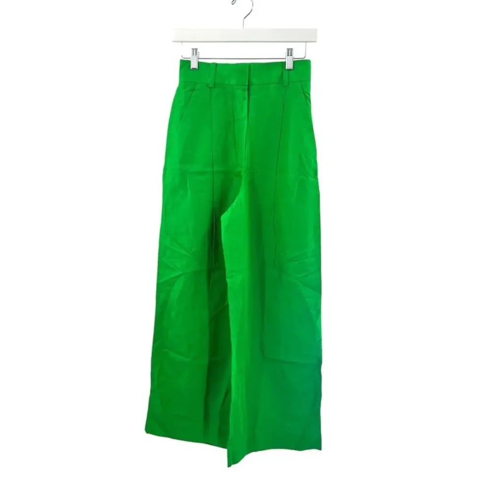 NWT COS wide leg linen blend trousers green sz‎ 2